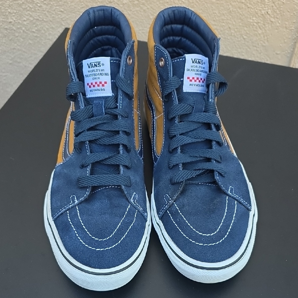 Vans Men's Navy and Mustard High-Top Sneakers - Picture 2 of 12